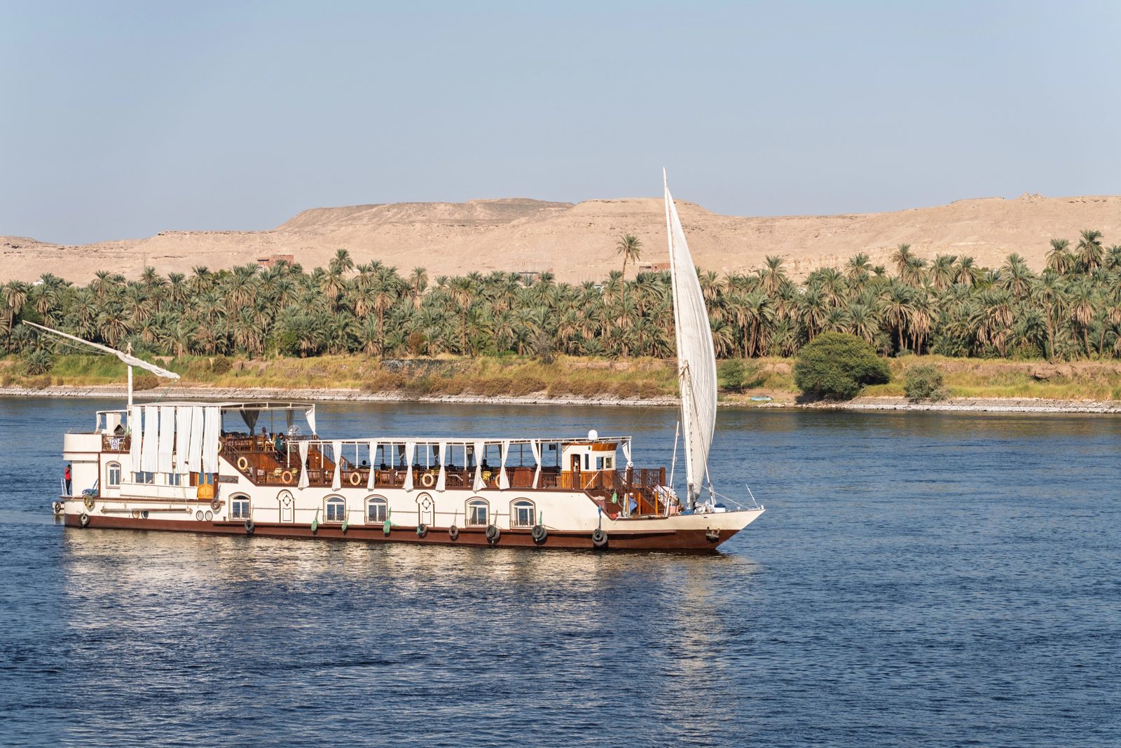 A dahabiya sailing the Nile at Aswan